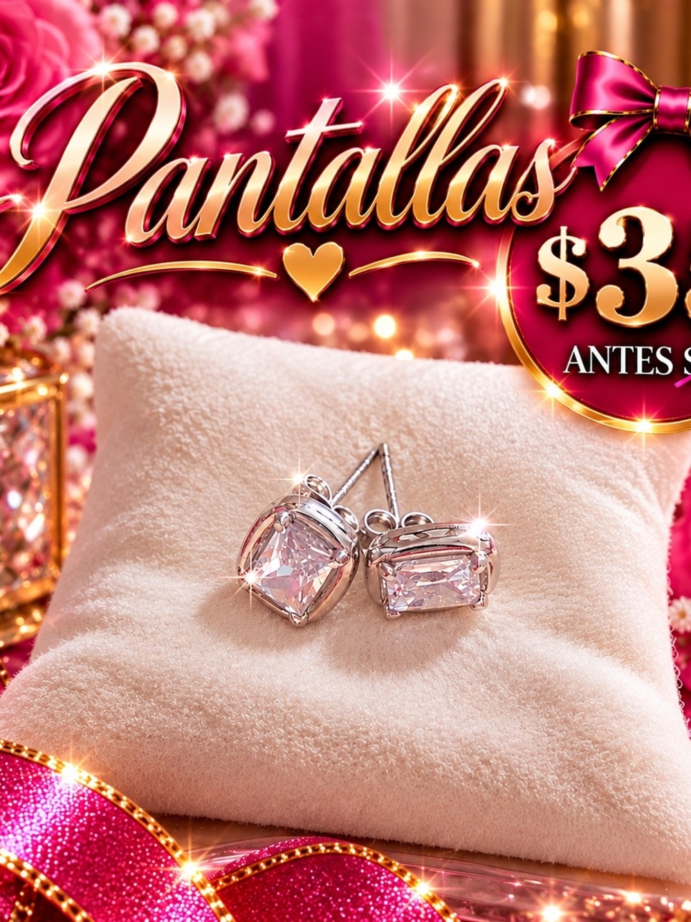 Elegant Pink Cubic Zirconia Stud Earrings in Silver Setting